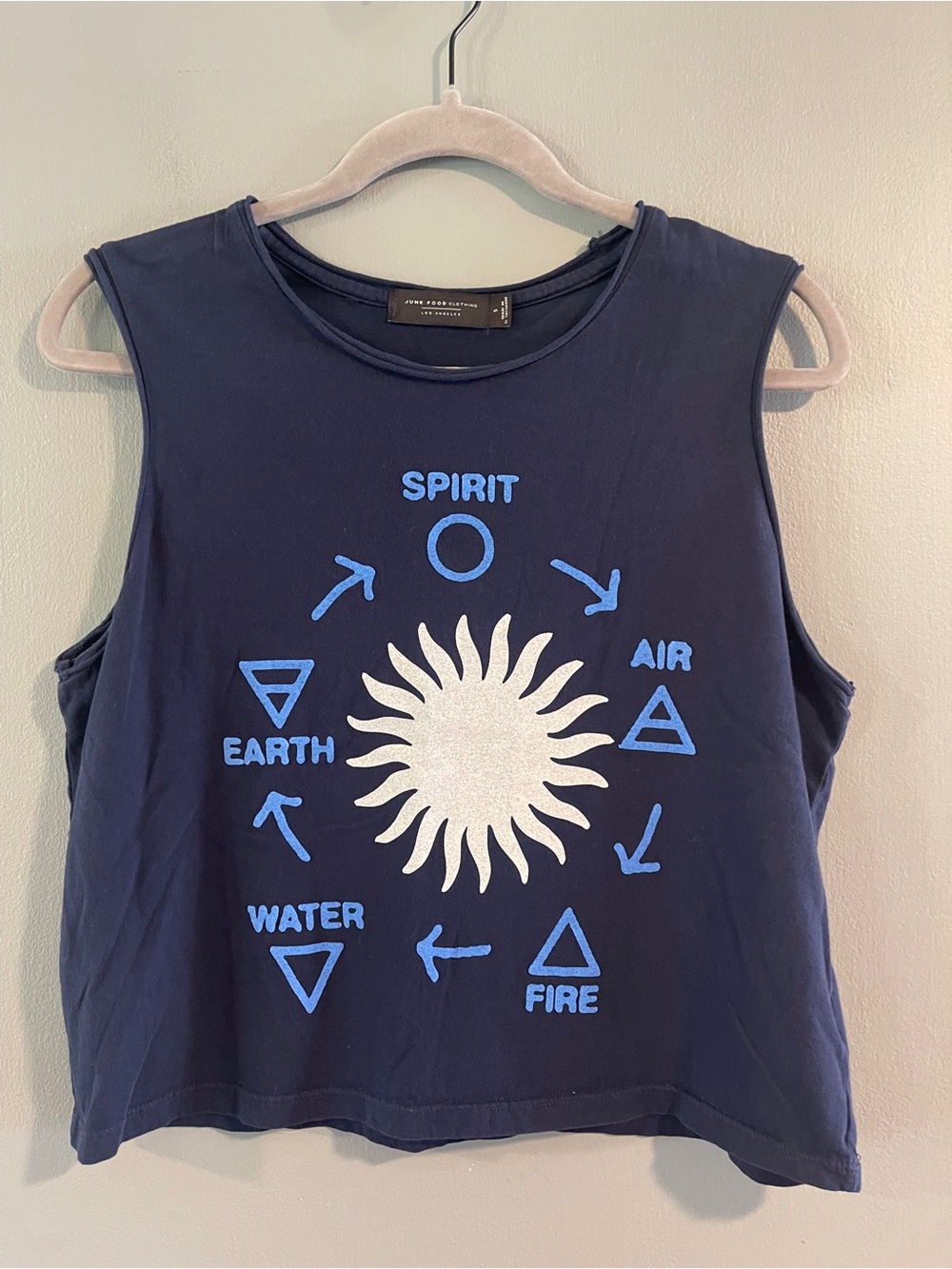 Junk Food Clothing Navy Muscle Tee with Sun & Blue Element Graphic size s